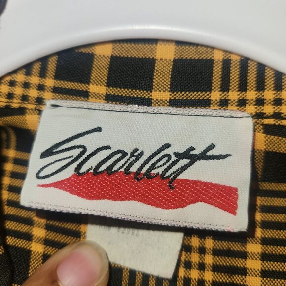 Vintage Womens Scarlett Two Piece Suit Black Dress Plaid Yellow Blazer Size 9/10 - Picture 3 of 10